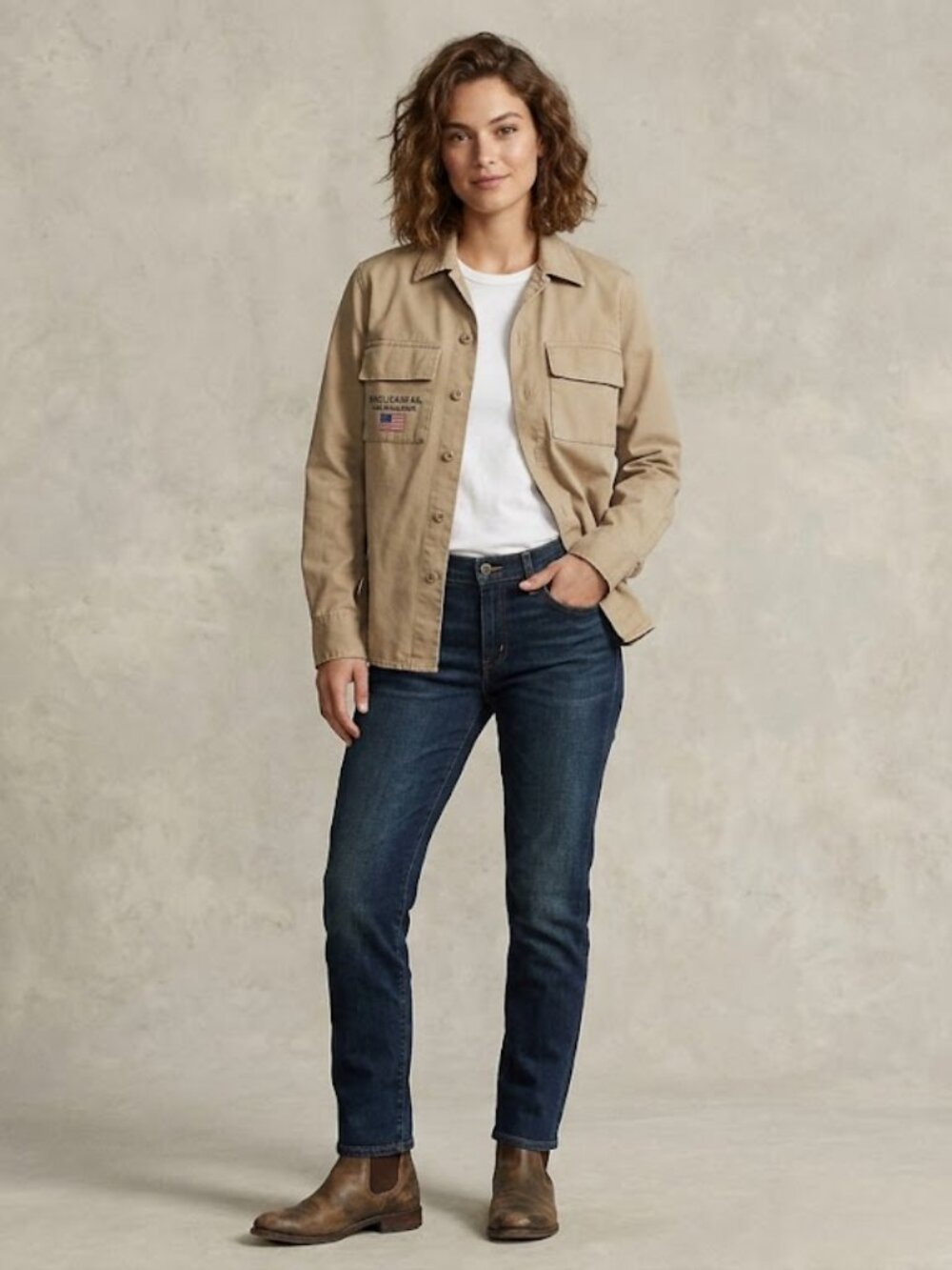 Polo Jeans co. Ralph Lauren Beige Shirt Top Sz Small